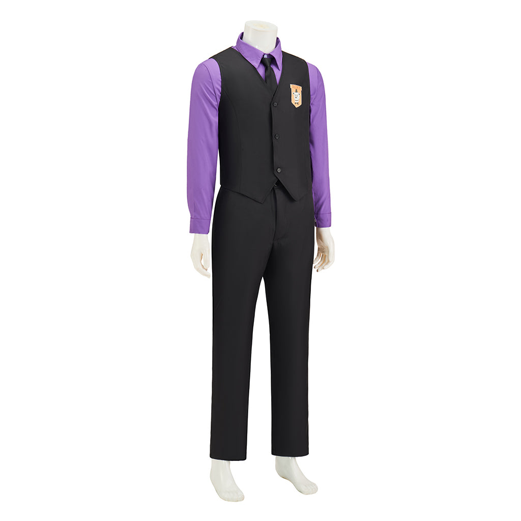 Medieval Victorian - Inspired Black Vest Set with Purple Shirt and Matching Cap for Vintage Gatherings Cosplay Events Halloween Christmas