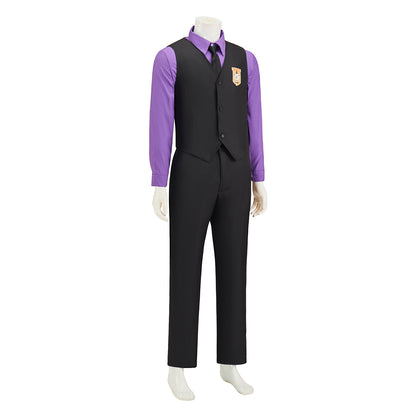 Medieval Victorian - Inspired Black Vest Set with Purple Shirt and Matching Cap for Vintage Gatherings Cosplay Events Halloween Christmas