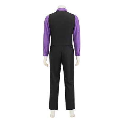 Medieval Victorian - Inspired Black Vest Set with Purple Shirt and Matching Cap for Vintage Gatherings Cosplay Events Halloween Christmas