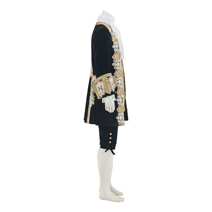 Baroque Embroidered Court Frock Coat with Lace Jabot for Historical Reenactments Cosplay Events Rococo Themed Gatherings Halloween Christmas