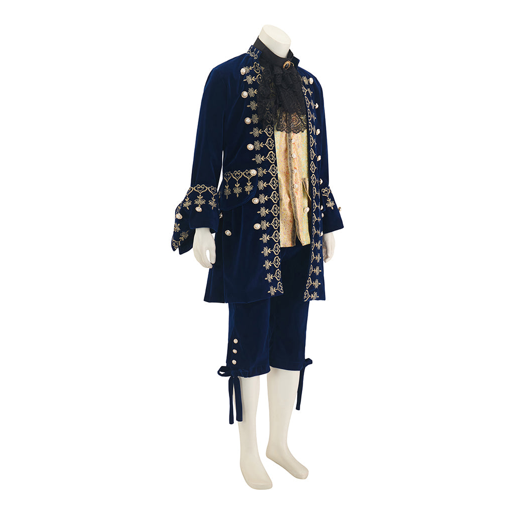 Medieval Navy Blue Coat with Gold Embellishments and Matching Breeches for Medieval Themed Gatherings Pirate Themed Halloween Christmas