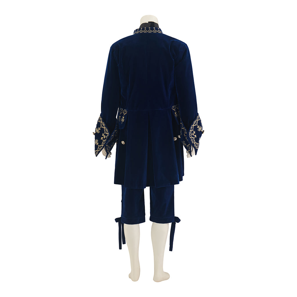 Medieval Navy Blue Coat with Gold Embellishments and Matching Breeches for Medieval Themed Gatherings Pirate Themed Halloween Christmas