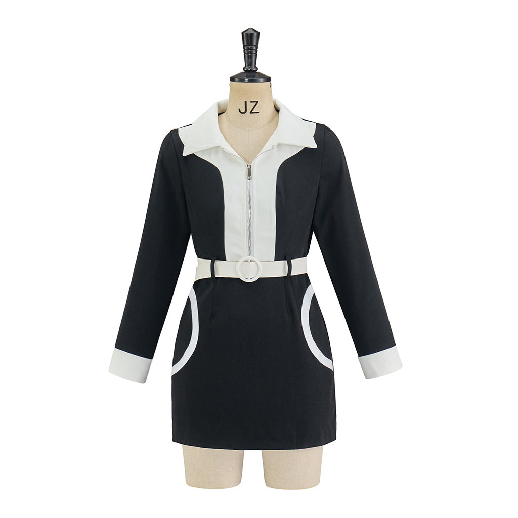 Victorian Inspired Black Short Coat with White Contrast Trims and Belt for Historical Reenactments Victorian Themed Gatherings Cosplay Halloween Christmas