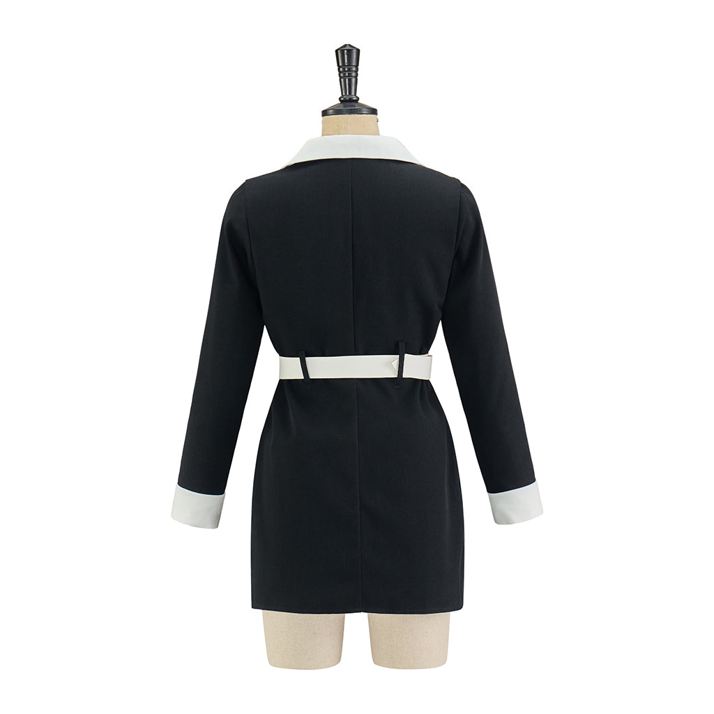 Victorian Inspired Black Short Coat with White Contrast Trims and Belt for Historical Reenactments Victorian Themed Gatherings Cosplay Halloween Christmas