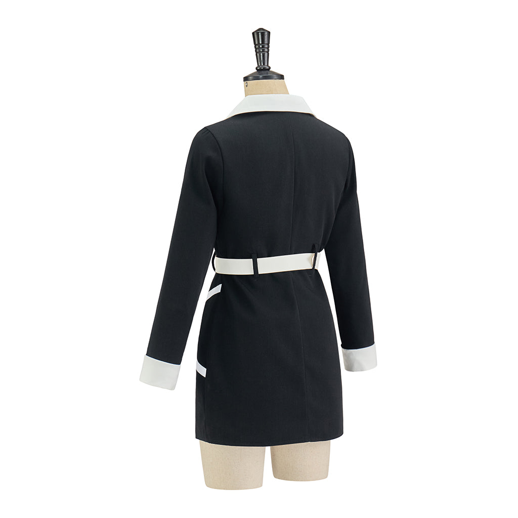 Victorian Inspired Black Short Coat with White Contrast Trims and Belt for Historical Reenactments Victorian Themed Gatherings Cosplay Halloween Christmas