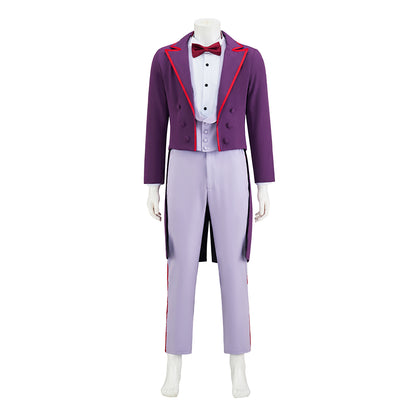 Regency Inspired Purple Tailcoat Suit with Contrast Trim and Bow Tie for Historical Reenactments Regency Themed Gatherings Cosplay Halloween Christmas