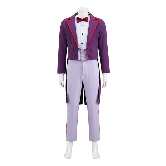 Regency Inspired Purple Tailcoat Suit with Contrast Trim and Bow Tie for Historical Reenactments Regency Themed Gatherings Cosplay Halloween Christmas