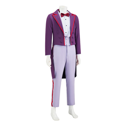 Regency Inspired Purple Tailcoat Suit with Contrast Trim and Bow Tie for Historical Reenactments Regency Themed Gatherings Cosplay Halloween Christmas