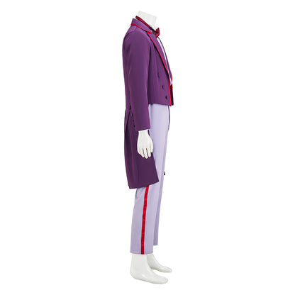 Regency Inspired Purple Tailcoat Suit with Contrast Trim and Bow Tie for Historical Reenactments Regency Themed Gatherings Cosplay Halloween Christmas