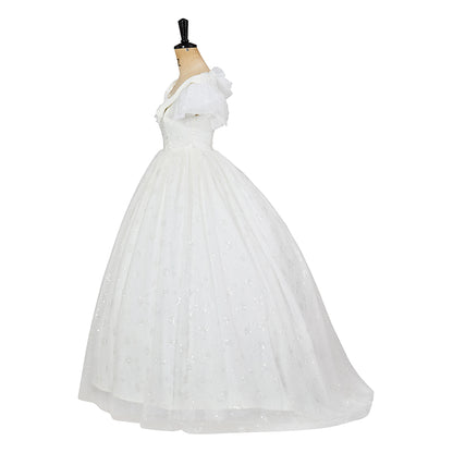 Regency Inspired White Lace Short Sleeved Gown with Matching Headband and Gloves for Historical Reenactments Regency Themed Gatherings Cosplay Halloween Christmas