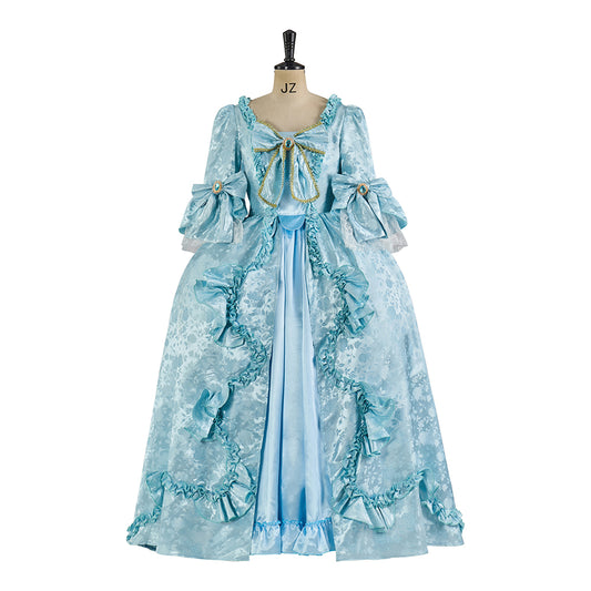 Rococo Inspired Elegant Brocade Ball Gown with Puff Sleeves for Historical Reenactments Renaissance Fairs Themed Balls Cosplay Halloween Christmas