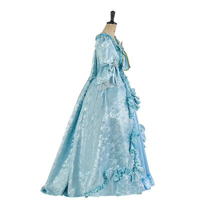 Rococo Inspired Elegant Brocade Ball Gown with Puff Sleeves for Historical Reenactments Renaissance Fairs Themed Balls Cosplay Halloween Christmas
