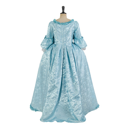 Rococo Inspired Elegant Brocade Ball Gown with Puff Sleeves for Historical Reenactments Renaissance Fairs Themed Balls Cosplay Halloween Christmas