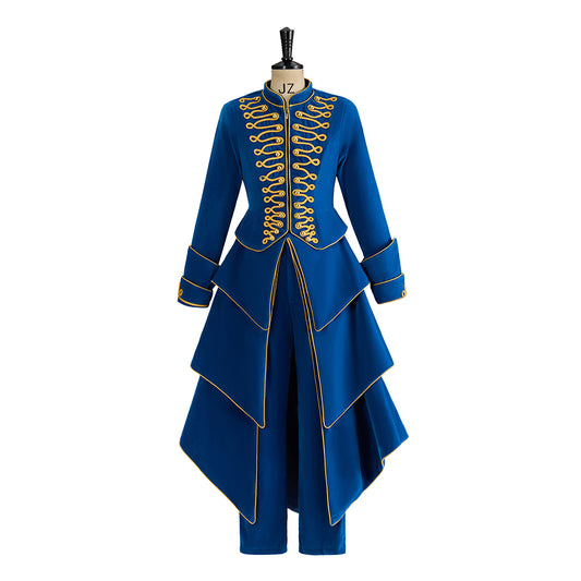 Baroque Inspired Rich Blue Gold - Embellished Tailcoat Style Ensemble for Historical Reenactments Baroque Themed Halloween Christmas