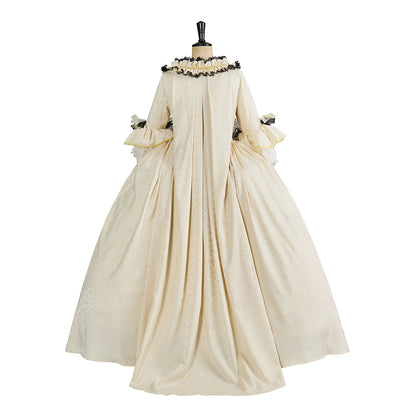 Rococo Inspired Ornate Embroidered Court Gown with Elaborate Trim for Historical Reenactments Renaissance Fairs Themed Balls Cosplay Halloween Christmas