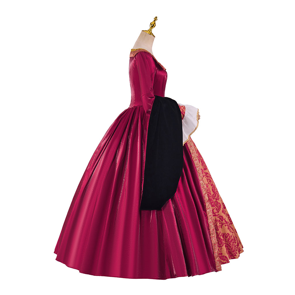 Tudor Inspired Regal Brocade Gown with Square Neckline and Two - Toned Sleeves for Historical Reenactments Renaissance Gatherings Themed Balls Cosplay Halloween Christmas