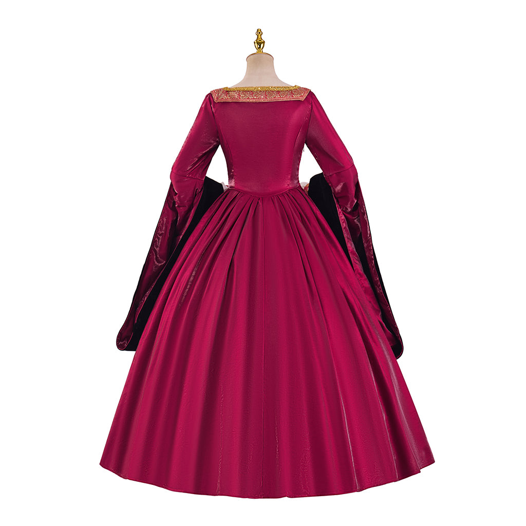 Tudor Inspired Regal Brocade Gown with Square Neckline and Two - Toned Sleeves for Historical Reenactments Renaissance Gatherings Themed Balls Cosplay Halloween Christmas