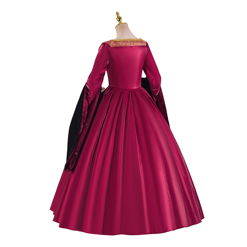 Tudor Inspired Regal Brocade Gown with Square Neckline and Two - Toned Sleeves for Historical Reenactments Renaissance Gatherings Themed Balls Cosplay Halloween Christmas