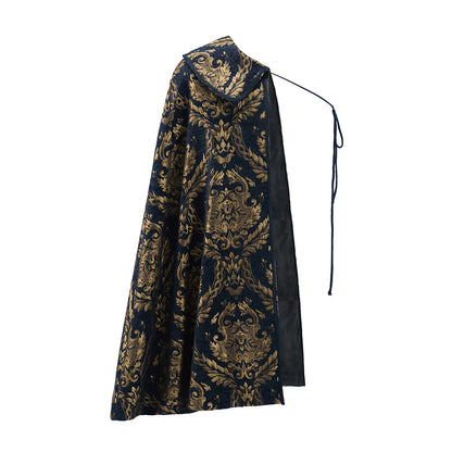 Medieval Brocade Patterned Shawl for Historical Reenactments Christmas Celebrations Gothic Halloween Christmas  Events Cosplay Occasions