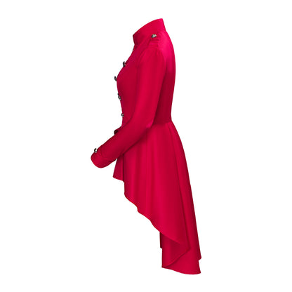 Medieval Style Red Tailcoat with Stand Up Collar Double Breasted for Historical Reenactments Cosplay EventsHalloween or Christmas