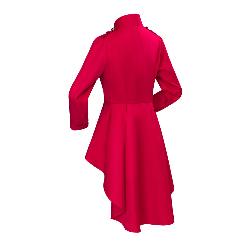 Medieval Style Red Tailcoat with Stand Up Collar Double Breasted for Historical Reenactments Cosplay EventsHalloween or Christmas