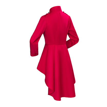 Medieval Style Red Tailcoat with Stand Up Collar Double Breasted for Historical Reenactments Cosplay EventsHalloween or Christmas