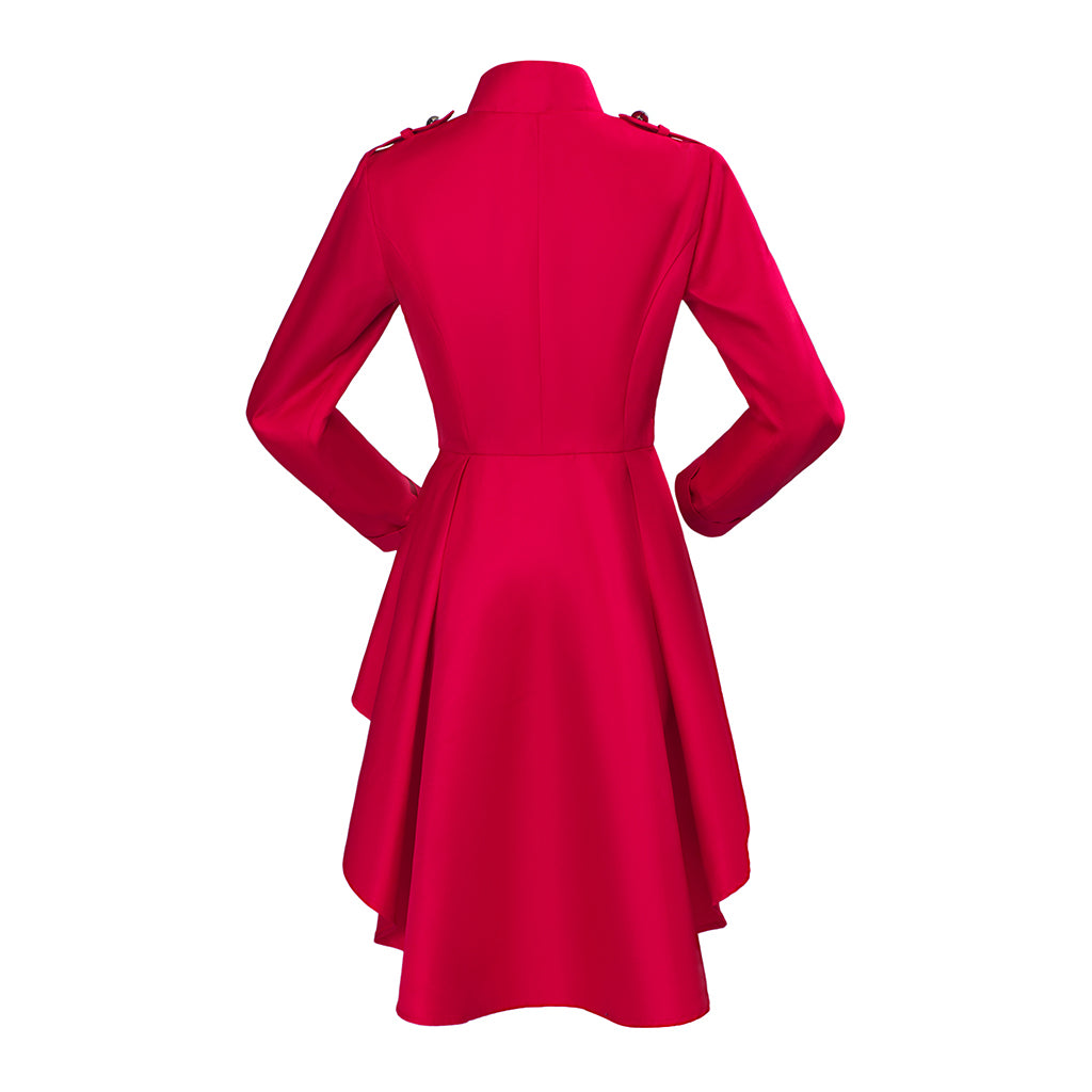 Medieval Style Red Tailcoat with Stand Up Collar Double Breasted for Historical Reenactments Cosplay EventsHalloween or Christmas