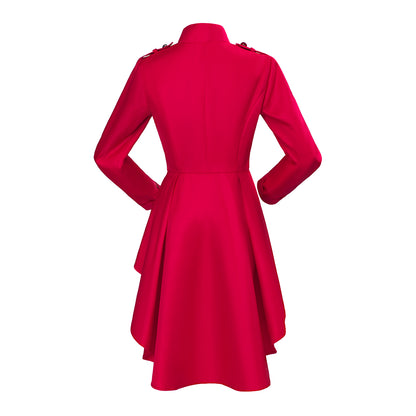 Medieval Style Red Tailcoat with Stand Up Collar Double Breasted for Historical Reenactments Cosplay EventsHalloween or Christmas