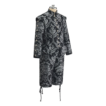 Baroque Inspired Patterned Embroidered Suit with Knee Length Breeches for Historical Reenactments Baroque Themed Gatherings Cosplay Halloween
