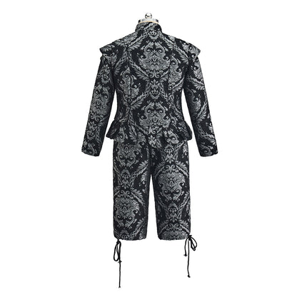 Baroque Inspired Patterned Embroidered Suit with Knee Length Breeches for Historical Reenactments Baroque Themed Gatherings Cosplay Halloween