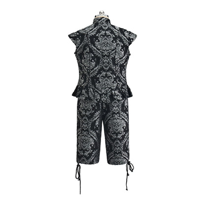 Baroque Inspired Patterned Embroidered Suit with Knee Length Breeches for Historical Reenactments Baroque Themed Gatherings Cosplay Halloween