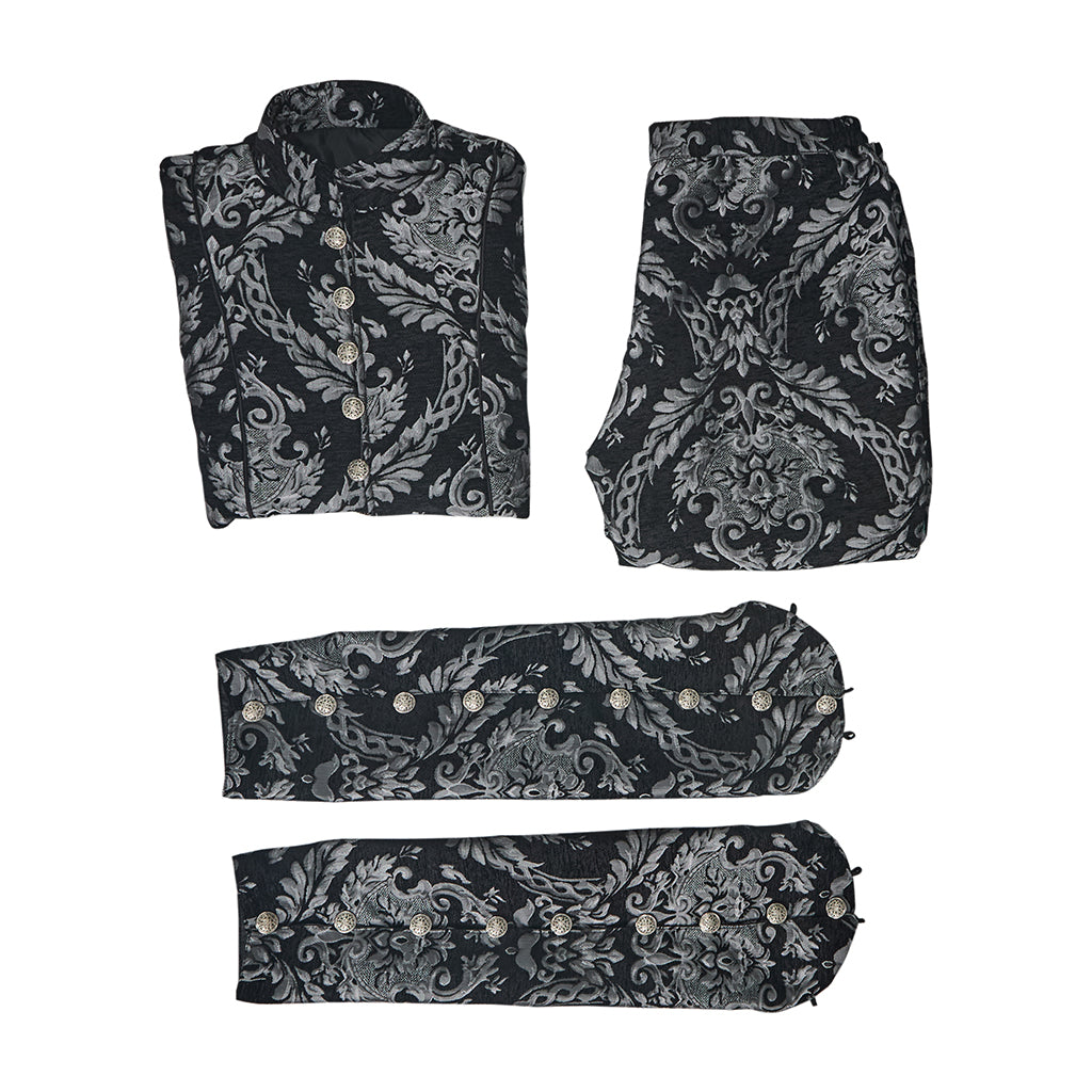Baroque Inspired Patterned Embroidered Suit with Knee Length Breeches for Historical Reenactments Baroque Themed Gatherings Cosplay Halloween