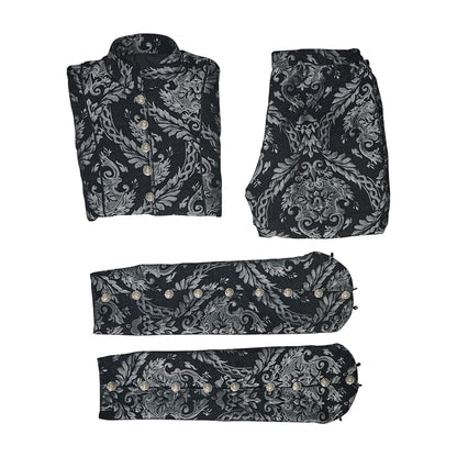 Baroque Inspired Patterned Embroidered Suit with Knee Length Breeches for Historical Reenactments Baroque Themed Gatherings Cosplay Halloween