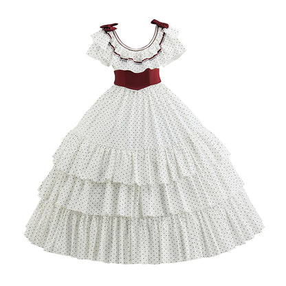 Rococo Inspired Pink Brocade Gown with Layered Skirt for Halloween  Christmas  Christmas Themed Galas
