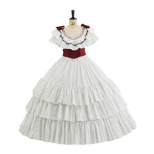 Rococo Inspired Pink Brocade Gown with Layered Skirt for Halloween  Christmas  Christmas Themed Galas