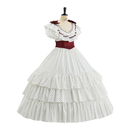 Rococo Inspired Pink Brocade Gown with Layered Skirt for Halloween  Christmas  Christmas Themed Galas