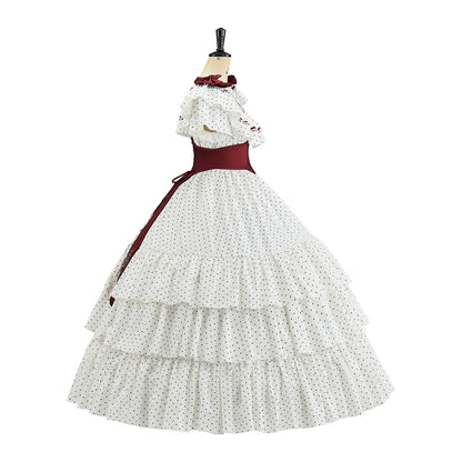 Rococo Inspired Pink Brocade Gown with Layered Skirt for Halloween  Christmas  Christmas Themed Galas