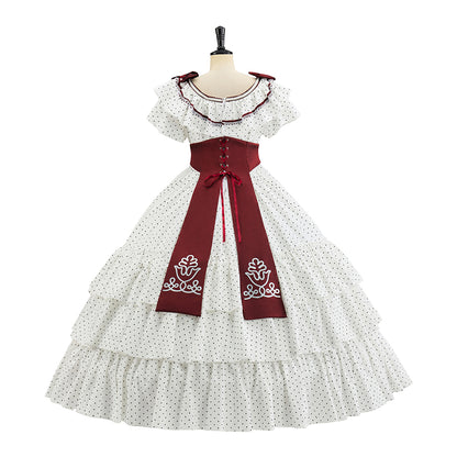 Rococo Inspired Pink Brocade Gown with Layered Skirt for Halloween  Christmas  Christmas Themed Galas