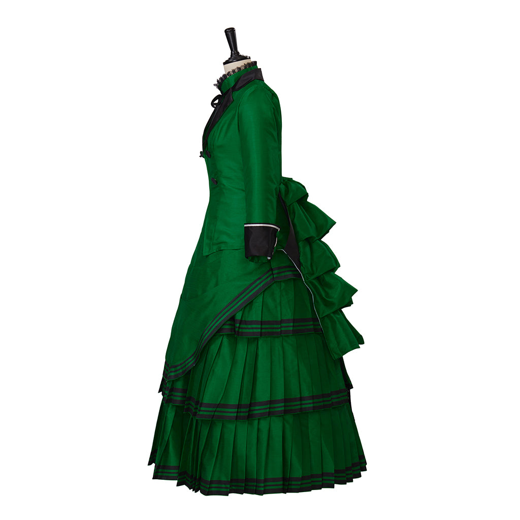 Medieval Style Teal Gown with Black Trim Double Breasted Design for Historical Reenactments Halloween or Christmas