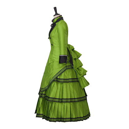 Medieval Style Teal Gown with Black Trim Double Breasted Design for Historical Reenactments Halloween or Christmas