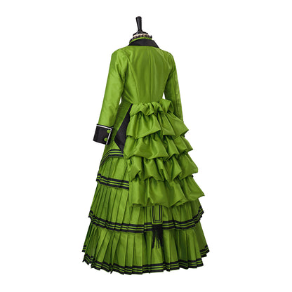 Medieval Style Teal Gown with Black Trim Double Breasted Design for Historical Reenactments Halloween or Christmas