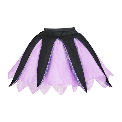 Medieval Inspired Black and Purple Layered Tutu Skirt with Petal Hem for Vintage Garden Parties Regency Themed Gatherings Halloween  Christmas