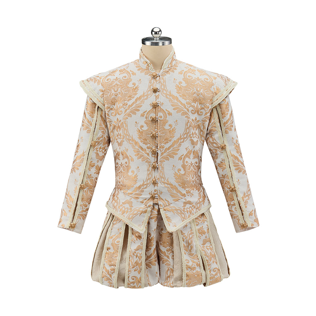 Renaissance Inspired Embroidered Brocade Ensemble for Gothic Themed Gatherings Historical Reenactments Halloween Victorian Era Events
