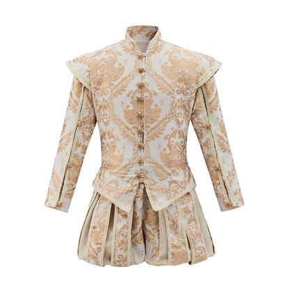 Renaissance Inspired Embroidered Brocade Ensemble for Gothic Themed Gatherings Historical Reenactments Halloween Victorian Era Events