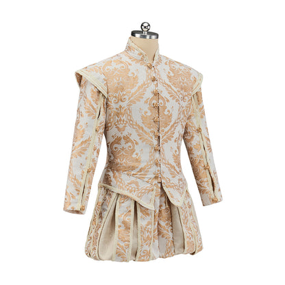 Renaissance Inspired Embroidered Brocade Ensemble for Gothic Themed Gatherings Historical Reenactments Halloween Victorian Era Events