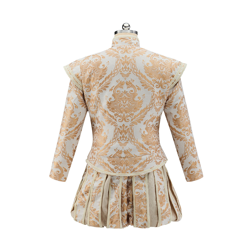 Renaissance Inspired Embroidered Brocade Ensemble for Gothic Themed Gatherings Historical Reenactments Halloween Victorian Era Events