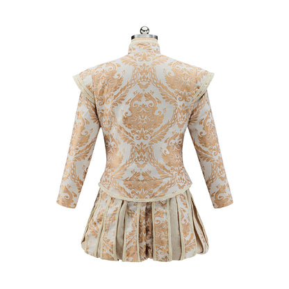 Renaissance Inspired Embroidered Brocade Ensemble for Gothic Themed Gatherings Historical Reenactments Halloween Victorian Era Events