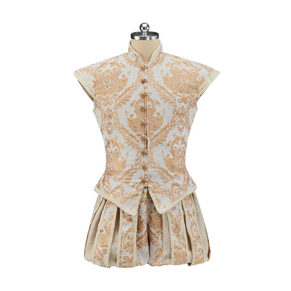 Renaissance Inspired Embroidered Brocade Ensemble for Gothic Themed Gatherings Historical Reenactments Halloween Victorian Era Events