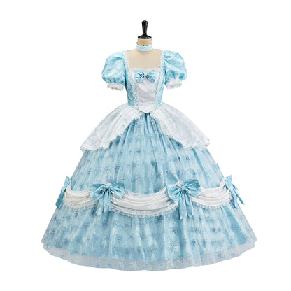 Medieval Style Blue Gown with Layered Skirt  for Victorian Themed Gatherings Historical Reenactments Gothic Events Halloween Christmas