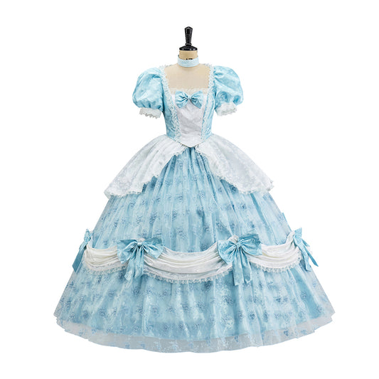 Medieval Style Blue Gown with Layered Skirt  for Victorian Themed Gatherings Historical Reenactments Gothic Events Halloween Christmas